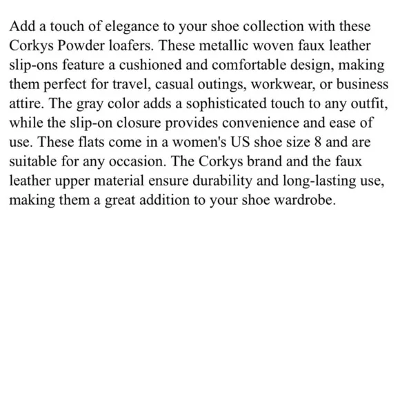 Corkys Powder Metallic Woven Faux Leather Slip On Loafer Flat Cushioned Size 8 - Picture 7 of 7